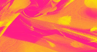 Sarı ve pembe renkli yumuşak, neon renkli kumaş bulanıklığı, çiçekli desenler ve nazik, parlak bir doku. Katmanlı katmanlar sıcak tonlu tasarıma dinamik bir akış ekler..