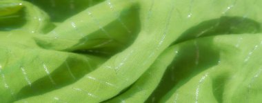 İnce gümüş aksanlı bulanık yeşil kumaş. Yumuşak doku ve yansıtıcı ışıltıyla güzelce katlanmış. Bu karmaşık kumaş tasarımı yaratıcı arka plan kullanımları için uygundur.