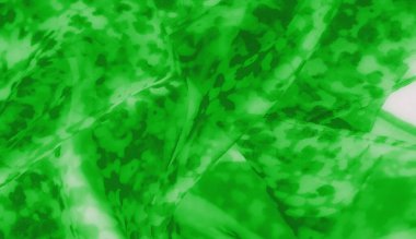 Soyut desenli, kamuflaja benzeyen zengin yeşil kumaş bulanıklığı. Yumuşak doku ve nazik kıvrımlar yeşil renklerin dinamik etkileşimini yaratarak kumaşa derinlik katıyor.