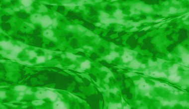 Yumuşak, benekli desenli canlı yeşil bir kumaşın bulanıklığı. Kumaş nazikçe akıyor, yeşil ve beyazın değişik tonlarını gösteriyor, soyut bir kamuflaj yaratıyor..