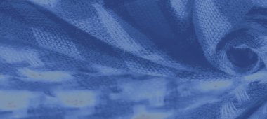 Mavili bulanık soyut kumaş, zarif, desenli ızgara desenli, yumuşak kıvrımlı ve karmaşık tonlamalı, tekstil tasarımına derinlik ve incelik getiren..