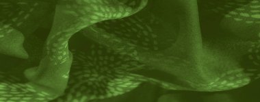 Bulanık etki, yeşil kumaşın yumuşak dokusunu ve doğal akışını ince bir yaprak benzeri desenle ortaya çıkararak, doğadan esinlenilmiş dekorasyon için ideal, sakinleştirici, organik bir görünüm yaratır..