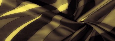 Siyah, dalgalı çizgili katlanmış sarı kumaş bulanıklığı pürüzsüz ve dokulu bir görünüm yaratıyor. Renkler arasındaki değişim ince, dinamik bir hareket sağlar, ışığı yakalar ve gölgeyi zarifçe yakalar.