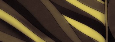 Sarı ve siyah kumaş üzerinde bulanık bir etki, parlak çizgiler ve sıvı kıvrımlarla lüks bir parıltı verir, yüzeyde dokuma dokusunu vurgular..