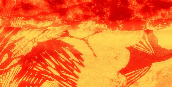 Canlı kırmızı ve sarı kumaştan oluşan bulanıklık dinamik ve soyut bir doku yaratır. Işık desenleri, alev dalgaları ve kıvrımlara benzer..