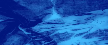 Soyut doğrusal ve organik şekillerle değişen mavi tonlarda bulanık kumaş. Yumuşak kıvrımlar ve detaylı dokuma gelişmiş ve modern bir tasarımı vurguluyor..