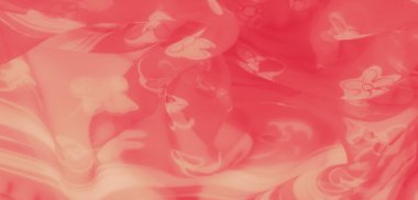 Karmaşık çiçek desenleri olan yumuşak mercan renkli kumaş bulanıklığı, rüya gibi bir estetik için hassas kıvrımlar ve şeffaflık yakalıyor..