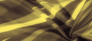 Sarı ve siyah çizgili bulanık kumaş yumuşak kıvrımlar ve zarif bir şekilde tekstil boyunca akan gradyanlar. Tasarım derinliği ve hareketi yakalar, çağdaş bir dokunuş ekler.