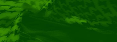 Canlı yeşil bir kumaşın bulanıklığı, yaratıcı projeler için karmaşık ve dinamik bir cazibe saçan zincir aksanlarıyla birbirine karışmış kalın houndstooth desenleriyle bezenmiş..