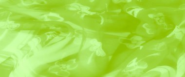 Zarif çiçek desenleriyle süslenmiş parlak yeşil katmanlı bulanık kumaş yaratıcı görseller için dinamik ama yumuşak bir görünüm yaratıyor..