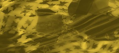 Bulanık sarı kumaş, cesur geometrik şekillerin ve karmaşık zincir tasarımlarının kusursuz bir karışımını gösteriyor. Çeşitli yaratıcı kullanımlar için lüks ve çok yönlülük yayıyor..