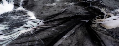 Yeşil aksanlı, şeffaf siyah beyaz kumaşı bulanıklaştırın. Dinamik kıvrımlar ve zarafet ve modernliği çağrıştıran karmaşık ağ dokuları..