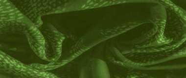 Bulanık yeşil kumaşın doğal akışını yakalar. Nazik kıvrımları ve hassas bir deseni vardır. Yumuşak doku ve karmaşık tasarım sakinleştirici, botanik esinlenilmiş bir his yaratır..