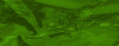 Yumuşak yeşil kumaştan oluşan bulanık akışkan desenler ve ışık yansıtan detaylar malzemeye hassas ve lüks bir estetik veriyor..