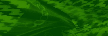 Soyut houndstooth desenleri ve dairesel zincir detaylarının karmaşık bir karışımını içeren bulanık yeşil kumaş, canlı ve modern bir tekstil tasarımı yaratır..