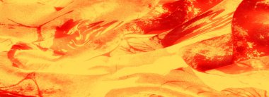 Parlak, parlak kırmızı ve sarı kumaş desenleri. Karmaşık ışık desenleri ve kıvrımları. Cesur, dinamik ve soyut bir estetik..