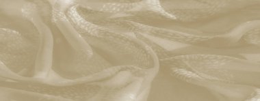 Yumuşak, yumuşak bej kumaş, yumuşak kıvrımlar ve soluk bir çiçek deseni. Huzurlu ve zarif bir görünüm yaratıyor. Tekstil ve arkaplanlara zarif bir dokunuş eklemek için mükemmel.