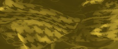 Alternatif zikzak ve zincir desenli sarı kumaşın bulanık görüntüsü. Yüksek kontrast, moda ve dekorasyon için mükemmel, cesur, modern bir tekstil tasarımı yaratır..