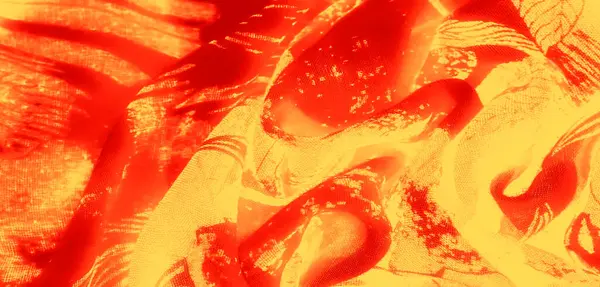 Görüntü: Canlı kırmızı ve sarı tonlarda çarpıcı soyut kumaş tasarımı, dinamik bir görsel etki yaratan koyu dokular ve akış şekilleri. Canlı ve sanatsal temalar için mükemmel.