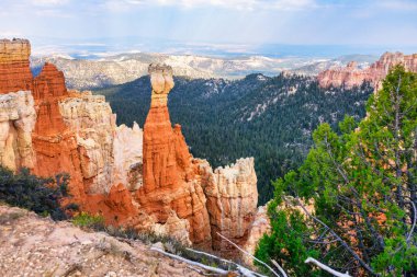 Bryce Canyon Ulusal Parkı, Utah, ABD inanılmaz renkli manzara, güzel doğal manzara. Kavram, turizm, şehir simgesi