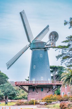 Murphy Windmill Golden Gate Park, San Francisco 'da, manzara çok güzel. Seyahat konsepti, dönüm noktaları mimarisi