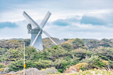 Murphy Windmill Golden Gate Park, San Francisco 'da, manzara çok güzel. Seyahat konsepti, dönüm noktaları mimarisi