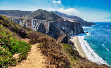 Bixby Bridge, Highway 1 Big Sur - California, USA Travel concept clipart