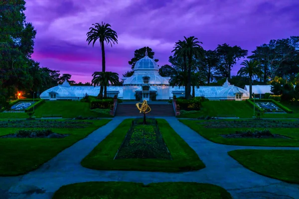Conservatory of flowers in San Francisco, beautiful landscape, late evening, beautiful colors. Concept, travel landmark