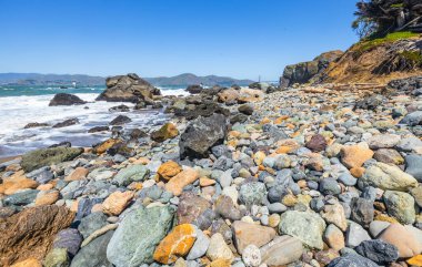 Güzel okyanus manzarası, Mile Rock Beach, San Francisco, California, Golden Gate Ulusal Dinlenme Alanı, ABD