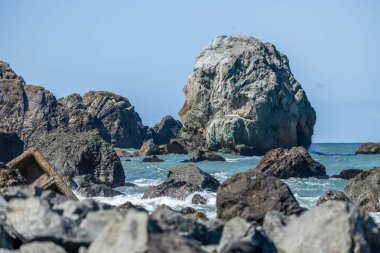 Güzel okyanus manzarası, Mile Rock Beach, San Francisco, California, Golden Gate Ulusal Dinlenme Alanı, ABD