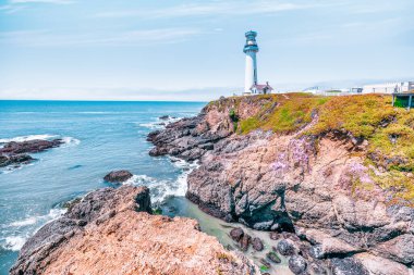 Pigeon Point Light Station on Highway 1 along the scenic Pacific coastline of California clipart