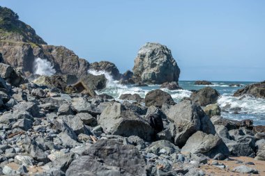 Güzel okyanus manzarası, Mile Rock Beach, San Francisco, California, Golden Gate Ulusal Dinlenme Alanı, ABD