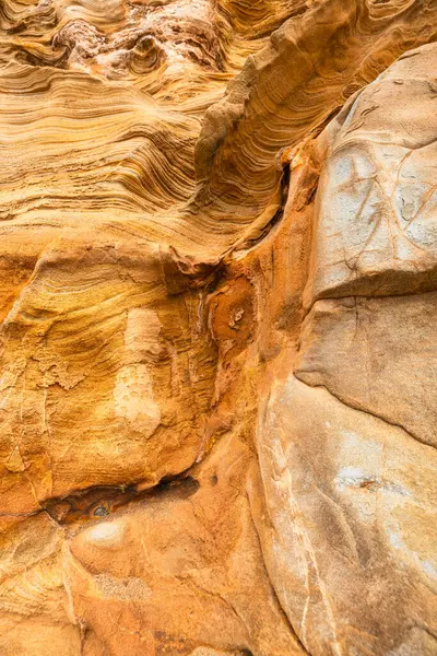 stock image Full frame of sandstone cliff drawing, rock formation, natural sandstone on beach in california, lines and curves of stone used for background.