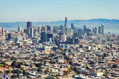 San Francisco şehir merkezinin manzarası Kaliforniya Ufuk çizgisi, Twin Peaks manzarası