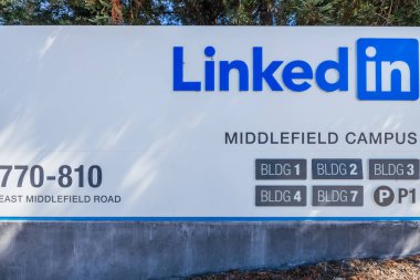 LinkedIn karargahı South Bay kampüsünde Mountain View, Kaliforniya, ABD - 29 Eylül. LinkedIn bir iş ve istihdam odaklı sosyal medya platformu.