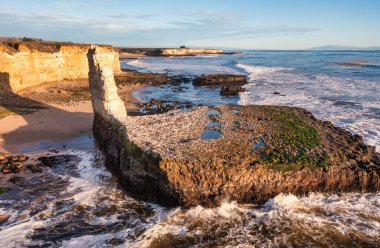 Beautiful aerial view of pillar rock on Four Mile Beach, near Santa Cruz. Concept, tourism, travel surfing clipart