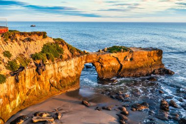 Santa Cruz, Kaliforniya, ABD Pasifik Okyanusu kıyısında güzel gün batımı manzarası
