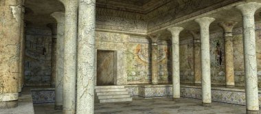 Eski bir Mısır tapınağının 3 boyutlu arkaplan görüntüsü