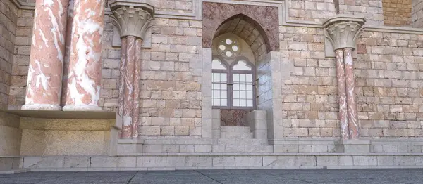 stock image 3D background render of a castle wall with a window niche
