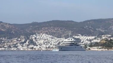 Bodrum, Turkey, 15 January 2022: The giant superyacht Eclipse, owned by Russian businessman Roman Abramovich, anchored in Bodrum's