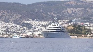 Bodrum, Turkey, 15 January 2022: The giant superyacht Eclipse, owned by Russian businessman Roman Abramovich, anchored in Bodrum's