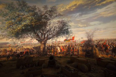 Istanbul, Turkey. 07 April 2015: Fall of Constantinople Captured by Mehmet. Panorama Museum 1453. Details of the final assault of Constantinople. 