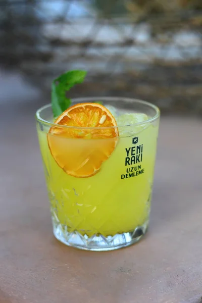 Bodrum, Mugla, Turkey. 26 August 2022 . The traditional Turkish drink, new raki(yeni rak) , is prepared for a different cocktail.