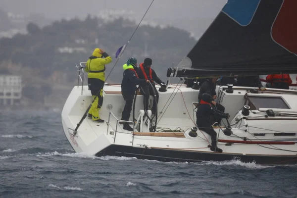 Bodrum Türkei Februar 2023 Segelboote Segeln Bei Windigem Wetter Den — Stockfoto