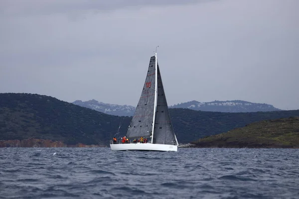 Bodrum Turkey February 2023 Sailboats Sail Windy Weather Blue Waters — Photo