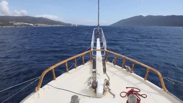 Arco Barco Vela Navegando Mar — Vídeos de Stock