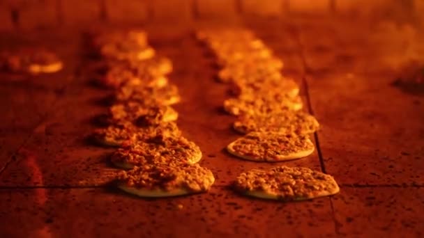 Tradycyjne Tureckie Jedzenie Lahmacun Piecu — Wideo stockowe