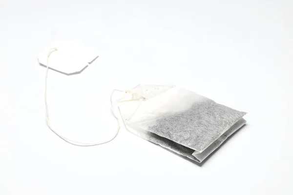 Dry Tea Bag White Background One Rectangular Tea Bag Closeup — Stock Photo, Image