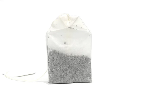Сухой Чайный Пакетик Белом Фоне Один Прямоугольный Пакетик Чая Крупным — стоковое фото