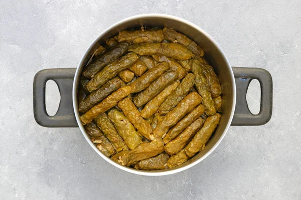 Fyllda Kraggrönsaker Med Kokta Blad Traditionell Turkisk Mat Från Svarta — Stockfoto
